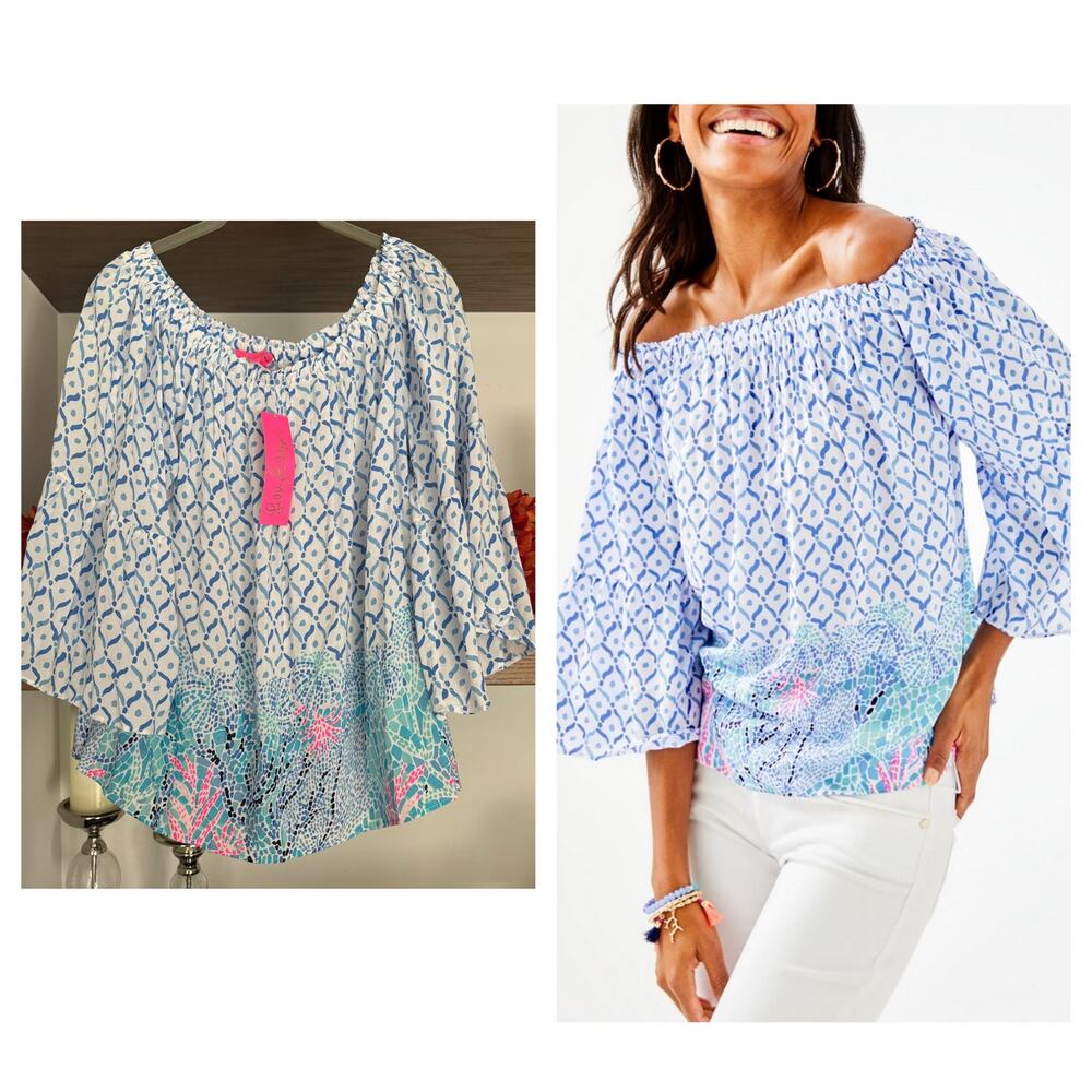 Lilly Pulitzer Nevie Top in Sea La Vie Engineered Top